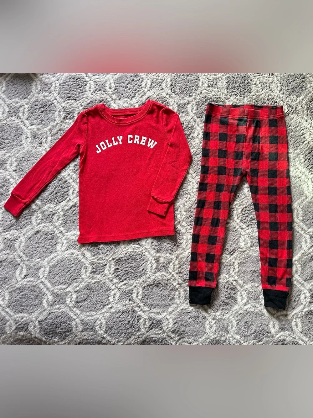 Old Navy Jolly Crew Toddler 4T Red & Black Plaid Pajama Set